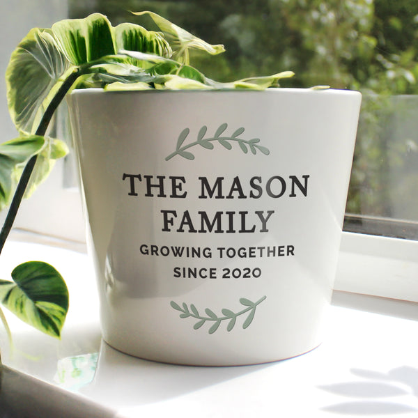 Personalised Wreath Large Ceramic Plant Pot