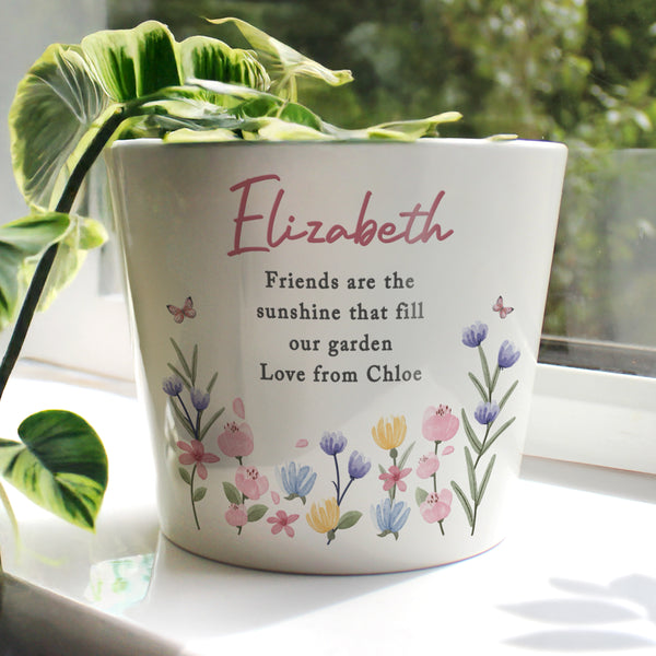 Personalised Pretty Floral Large Ceramic Plant Pot