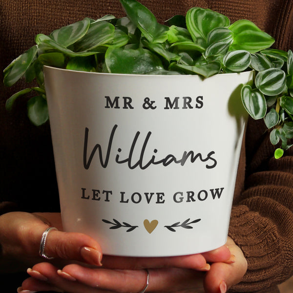 Personalised Gold Heart Large Indoor Ceramic Plant Pot