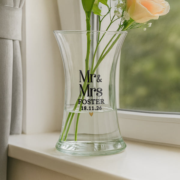Personalised Couples Waisted Glass Vase