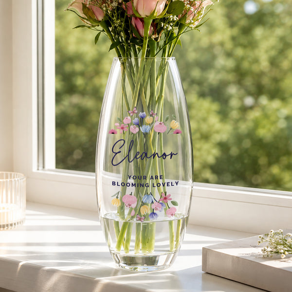 Personalised Bright Floral Bullet Vase