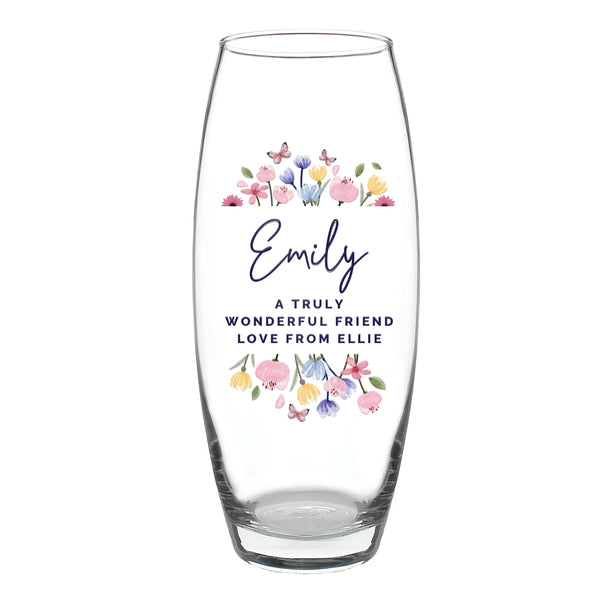 Personalised Bright Floral Bullet Vase
