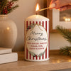 Personalised Candy Cane Stripe Wax Pillar Candle