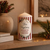Personalised Candy Cane Stripe Wax Pillar Candle