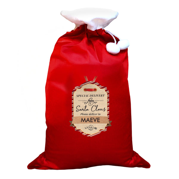Personalised Special Delivery Luxury Pom Pom Sack for Christmas
