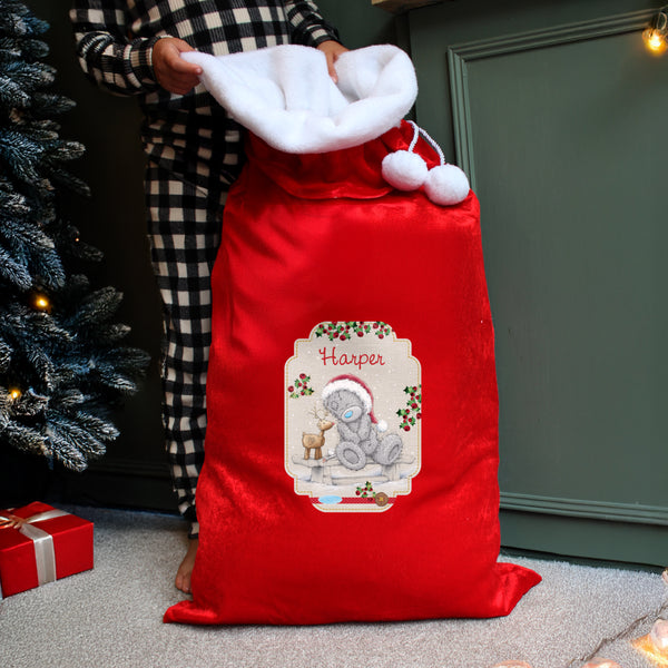 Personalised Me to You Reindeer Luxury Pom Pom Sack for Christmas