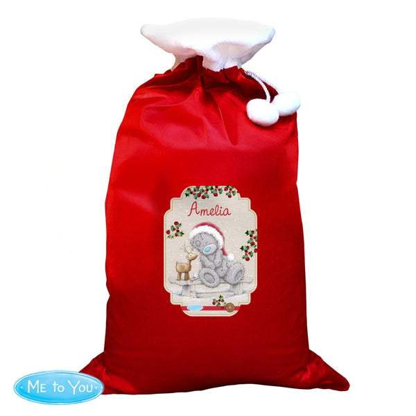 Personalised Me to You Reindeer Luxury Pom Pom Sack for Christmas