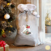 Personalised Christmas Rocking Horse Luxury Silver Grey Pom Pom Sack
