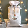 Personalised Christmas Rocking Horse Luxury Silver Grey Pom Pom Sack