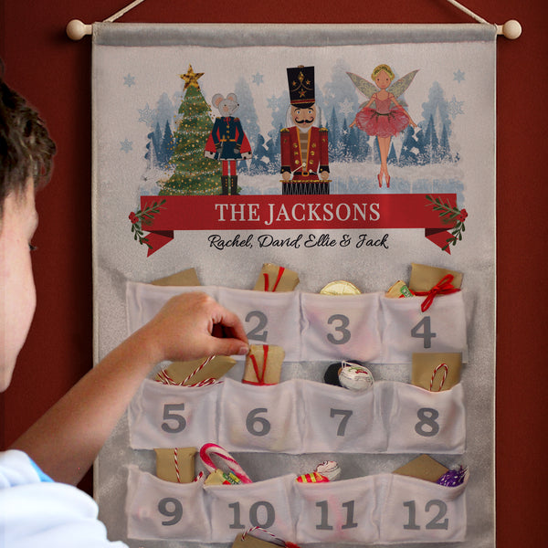 Personalised Felt Nutcracker Advent Calendar In Silver Grey