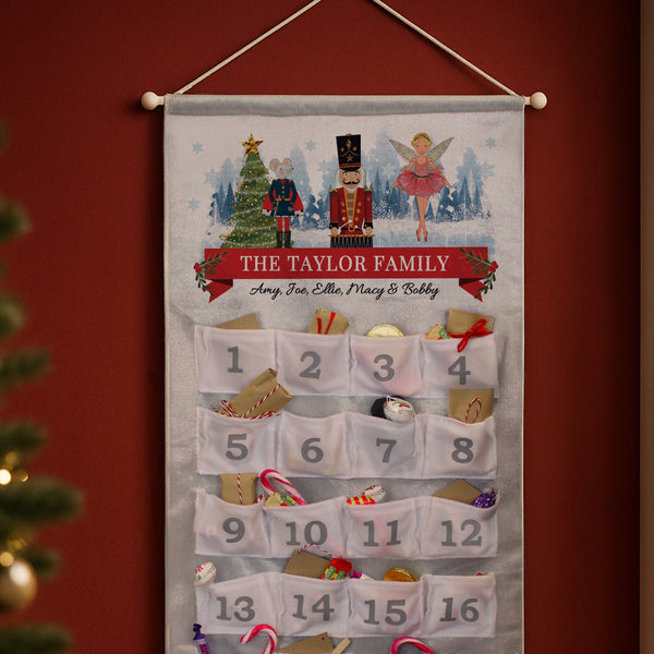 Personalised Felt Nutcracker Advent Calendar In Silver Grey