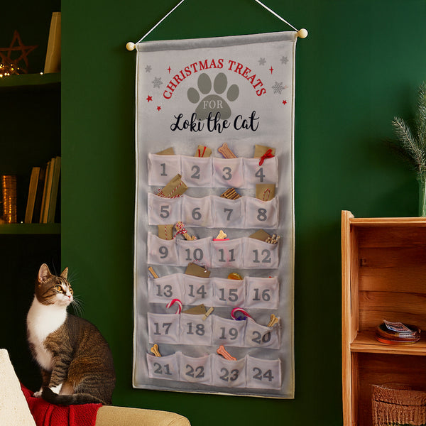 Personalised Felt Pet Advent Calendar In Silver Grey