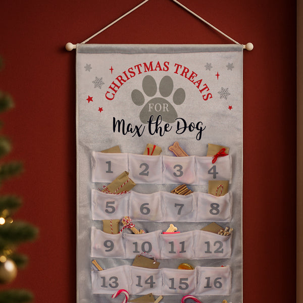 Personalised Felt Pet Advent Calendar In Silver Grey