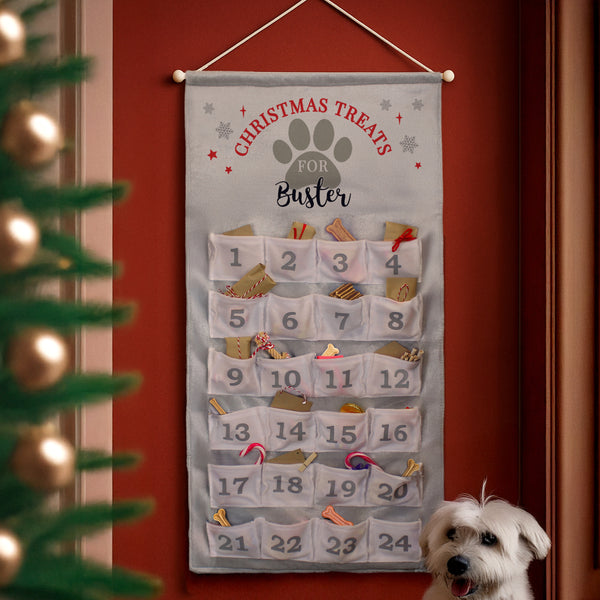 Personalised Felt Pet Advent Calendar In Silver Grey