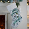 Personalised The Snowman and the Snowdog Luxury Silver Grey Stocking