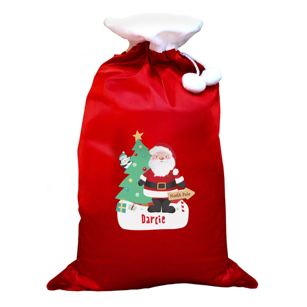 Personalised Santa Luxury Pom Pom Red Sack