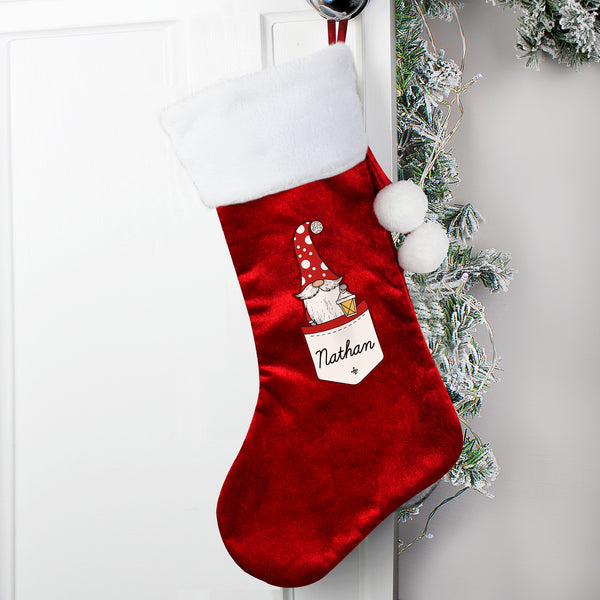 Personalised Gonk Family Red Christmas Stocking Male