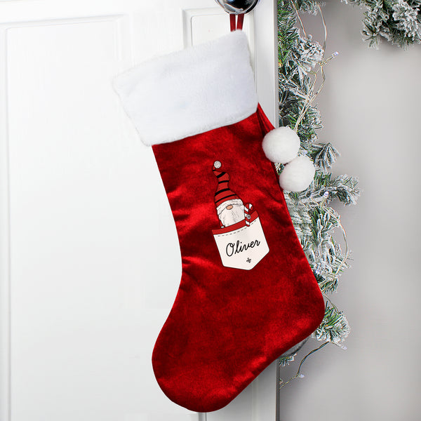 Personalised Gonk Family Red Christmas Stocking Boy
