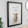 Personalised Highland Cow Black Poster Frame