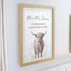 Personalised Highland Cow Oak Poster Frame