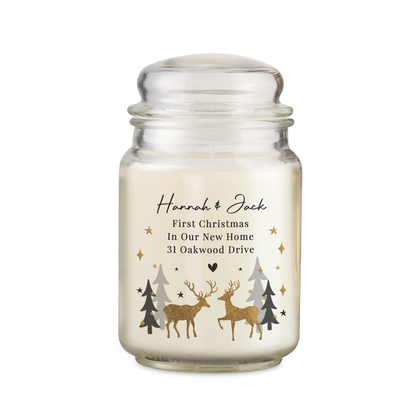 Personalised Christmas Reindeer Large Wax Candle Jar