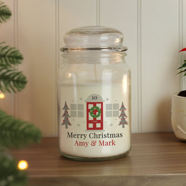 Personalised Home For Christmas Large Wax Candle Jar
