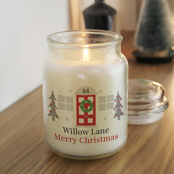 Personalised Home For Christmas Large Wax Candle Jar