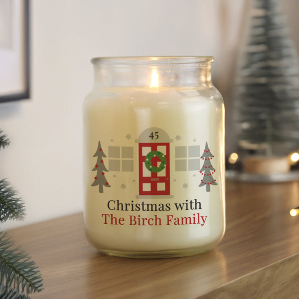 Personalised Home For Christmas Large Wax Candle Jar
