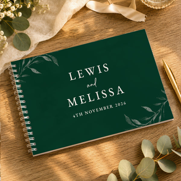 Personalised Botanical Evergreen Wedding Guest Book