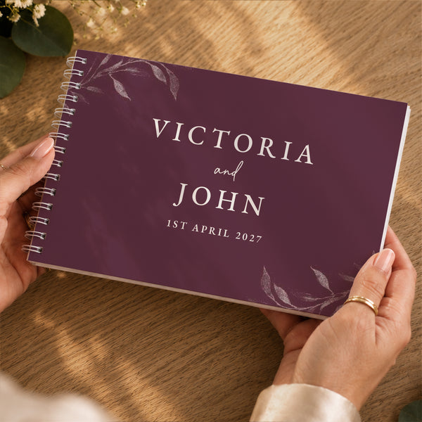 Personalised Botanical Plum Wedding Guest Book