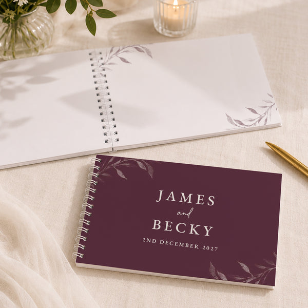 Personalised Botanical Plum Wedding Guest Book