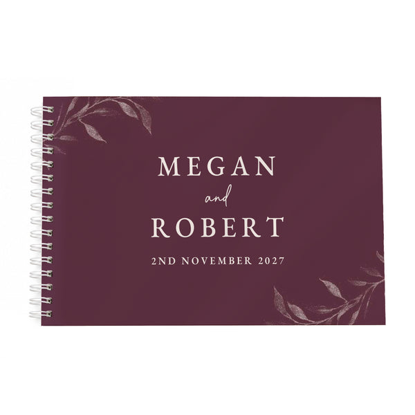 Personalised Botanical Plum Wedding Guest Book