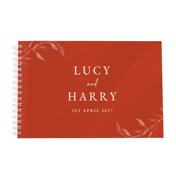 Personalised Botanical Burnt Orange Wedding Guest Book