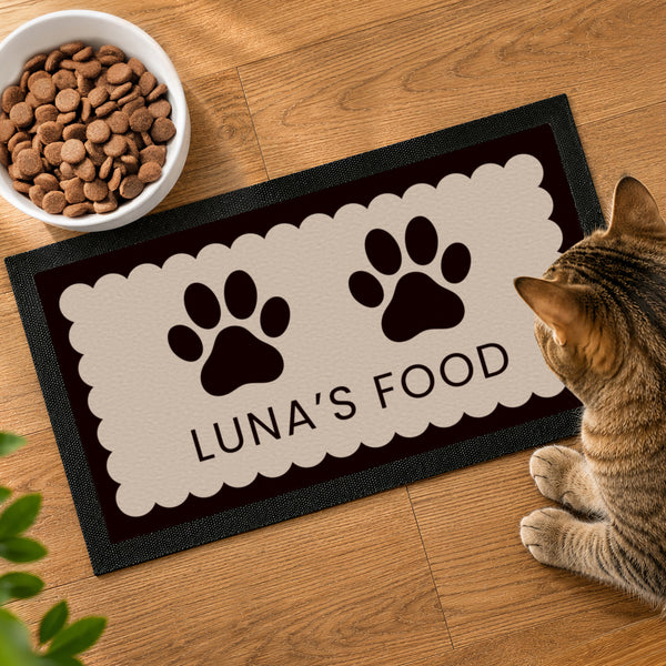 Personalised Paw Prints Pet Bowl Mat Non Slip