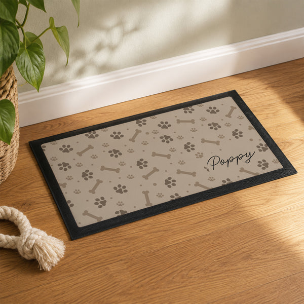 Personalised Brown Dog Icons Pet Bowl Mat Non Slip