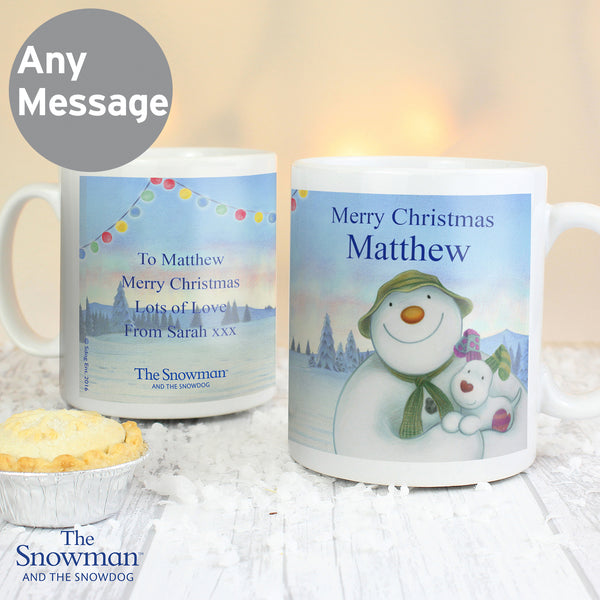 Personalised Traditional The Snowman and the Snowdog Ceramic Mug