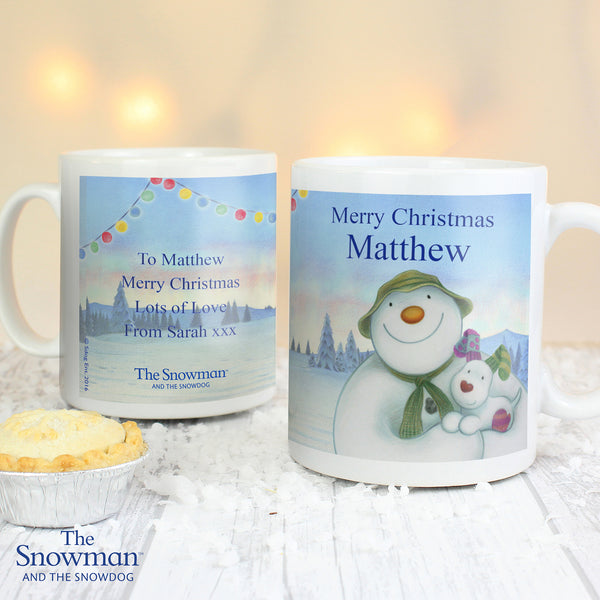 Personalised Traditional The Snowman and the Snowdog Ceramic Mug