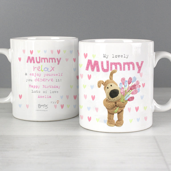 Personalised Boofle Birthday Flowers Mum / Nan Ceramic Mug