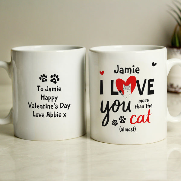Personalised I Love You More Than The Cat Ceramic Mug