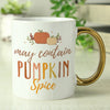 Personalised Halloween Pumpkin Spice Gold Handle Autumn Ceramic Mug