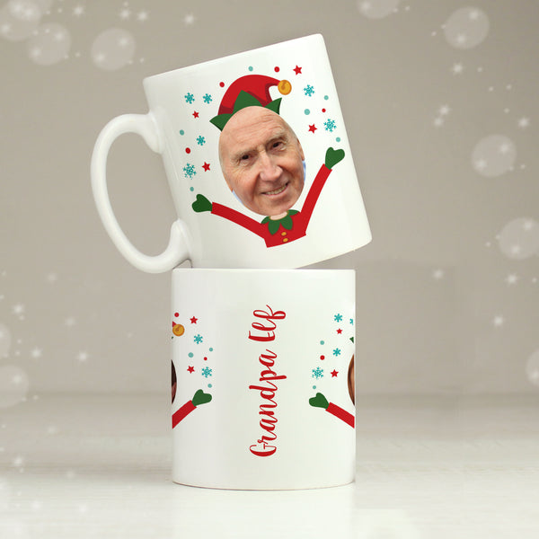 Personalised Photo Upload Christmas Elf Ceramic Mug