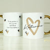 Personalised Hearts Gold Handled Ceramic Mug