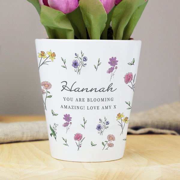 Personalised Wild Flowers Ceramic Plant Pot