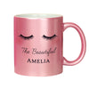 Personalised Eyelashes Pink Glitter Ceramic Mug