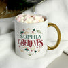 Personalised Believes In Christmas Gold Handled Ceramic Mug