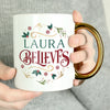 Personalised Believes In Christmas Gold Handled Ceramic Mug