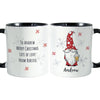 Personalised Gonk Family Black Handled Christmas Ceramic Mug - Male