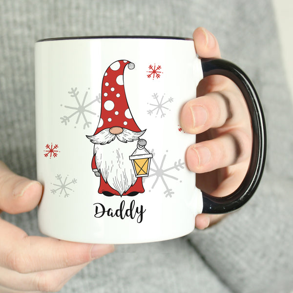 Personalised Gonk Family Black Handled Christmas Ceramic Mug - Male