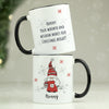 Personalised Gonk Family Black Handled Christmas Ceramic Mug - Female
