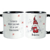 Personalised Gonk Family Black Handled Christmas Ceramic Mug - Female